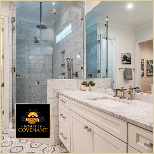Luxury bathroom remodel with glass shower enclosure, modern tile, and custom cabinetry.