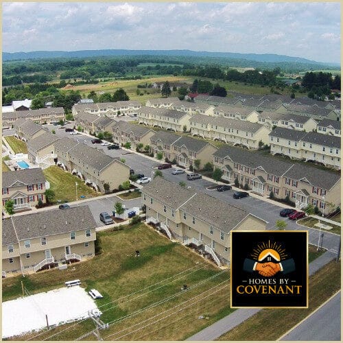 Aerial modular commercial development designed for retail, office, or mixed-use applications.