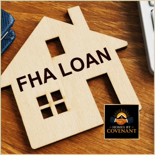 “FHA modular home loan eligibility symbol displayed with a wooden house cutout.”