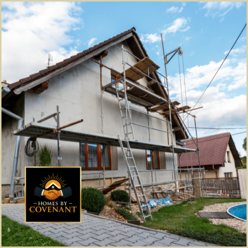 Modern home exterior featuring new siding, trim, porch posts, and architectural details.