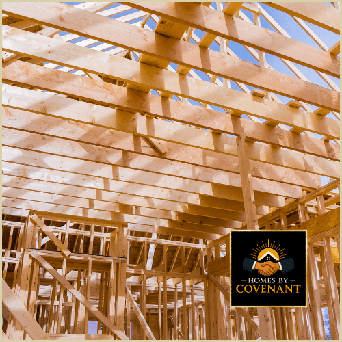 Exposed roof trusses and framing during new construction or major exterior repair.