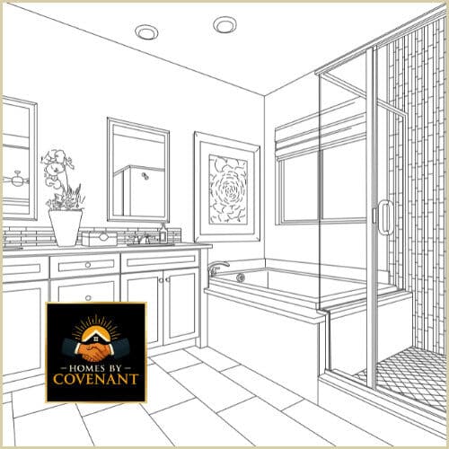 “Interior design sketch illustrating customization options and interior upgrades for modular homes.”