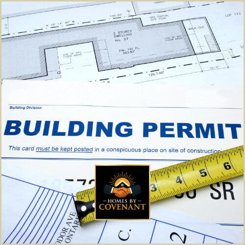 Approved building permit and site documents for modular home construction.