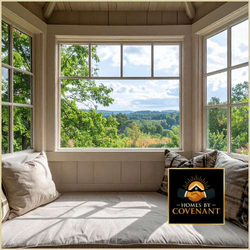 Large bay window area creating expanded seating and natural light.