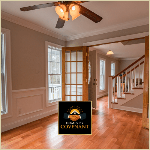New interior door installed in a bright hallway.