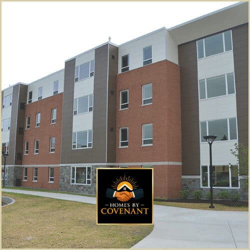 Modular workforce or student housing building with durable, institutional design.