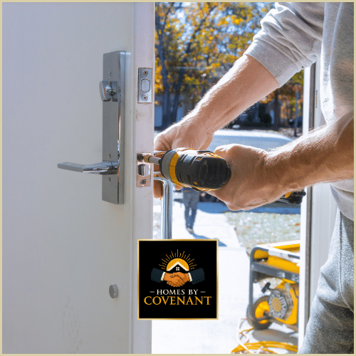 Interior door hardware installation for upgraded entry and smooth function.