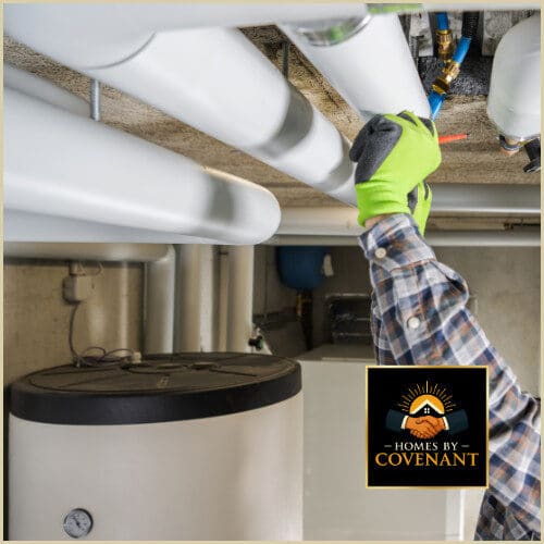 High-efficiency heat pump water heater installed in a modular home.