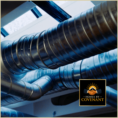 Modern HVAC ductwork installed in attic for efficient heating and cooling distribution.