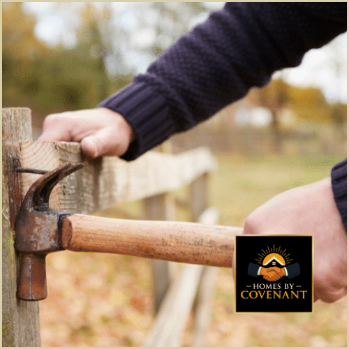 New wooden fence installed after removal of old damaged fencing.