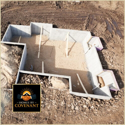 Walkout basement foundation being formed on a sloped modular home site.